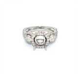 3 Stone round halo diamond engagement ring setting